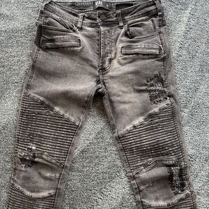 nANA judy Charcoal Distressed Skinny Jeans